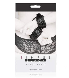 nsnovelties Bondage & Fetish Toys Sinful Wrist Cuffs - Black